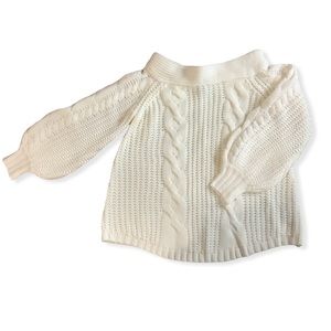 She + sky cream/ivory bishop sleeve knit sweater